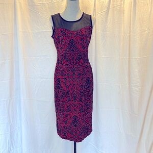*Vintage* Olivia Matthews intricate elegant Beaded Cocktail Black Red Dress sz M